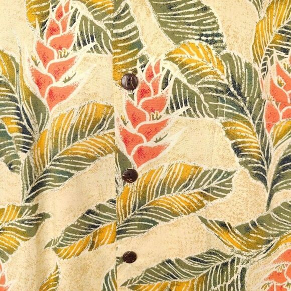 Vintage Hilo Hattie Hawaiian Shirt Mens Size Medium Orange Made In Hawaii USA - Picture 2 of 6